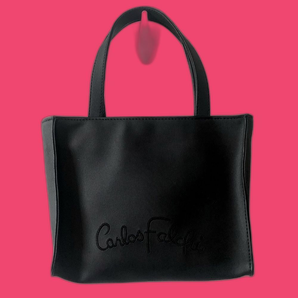 Vintage 90s Carlos Falchi Black Vegan Leather Handbag